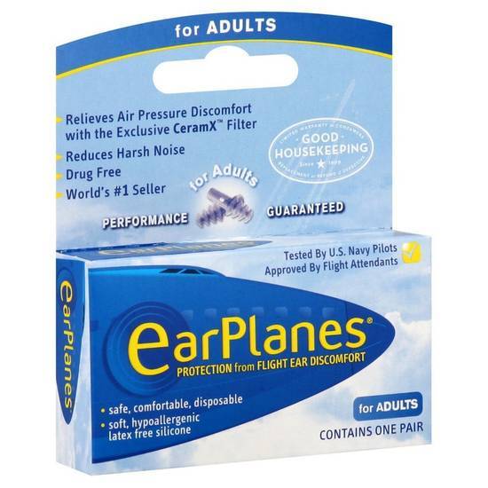 Earplanes Disposable Ear Plugs For Adults (1 pair)
