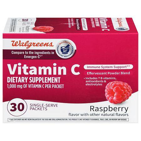 Walgreens Vitamin C Strawberry-Kiwi Immune Support Effervescent Powder Blend 1000 mg (30 ct)