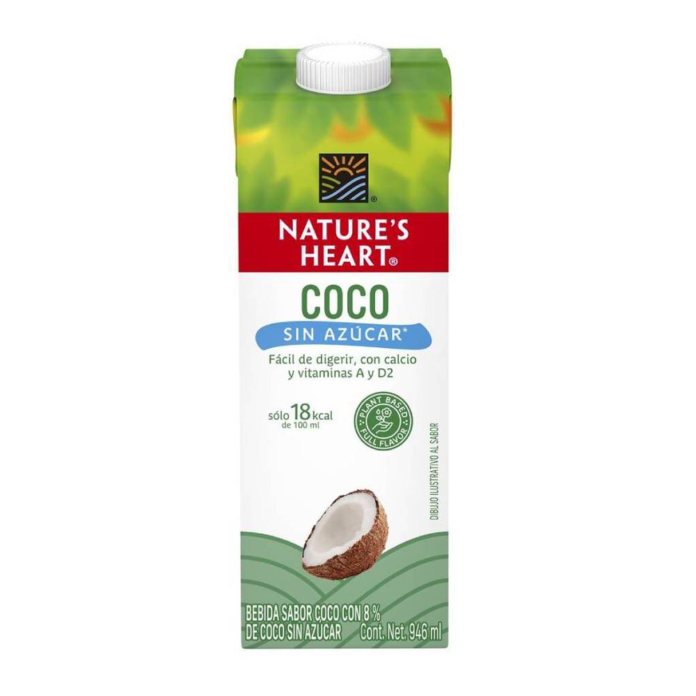 Nature's Heart · Bebida vegetal sin azúcar, coco (946 ml)