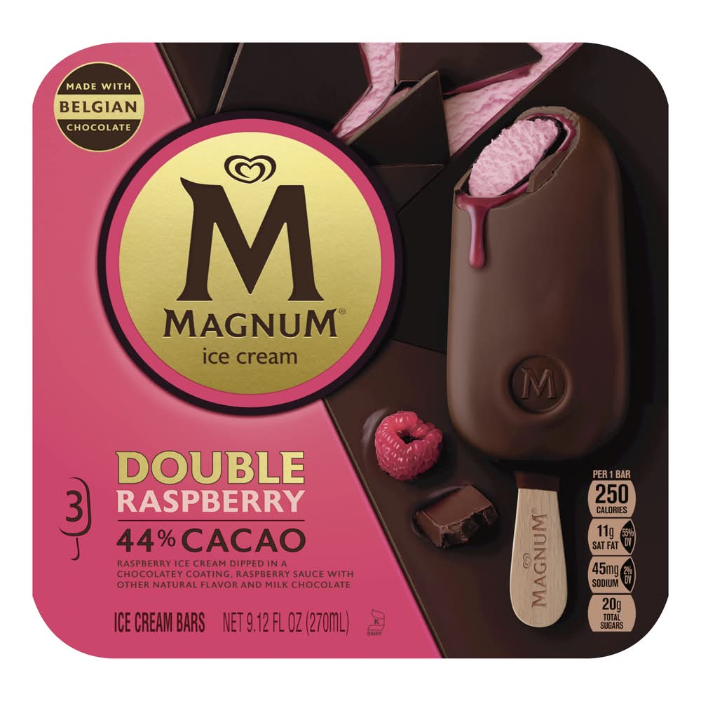 Magnum Double Ice Cream Bars, Raspberry (9.12 fl oz, 3 ct)