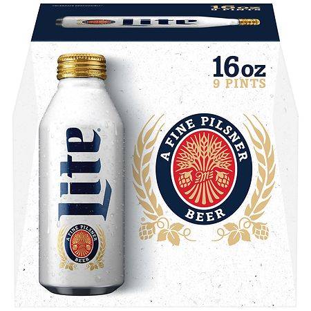 Miller Lite American Light Lager Beer - 16.0 fl oz x 9 pack