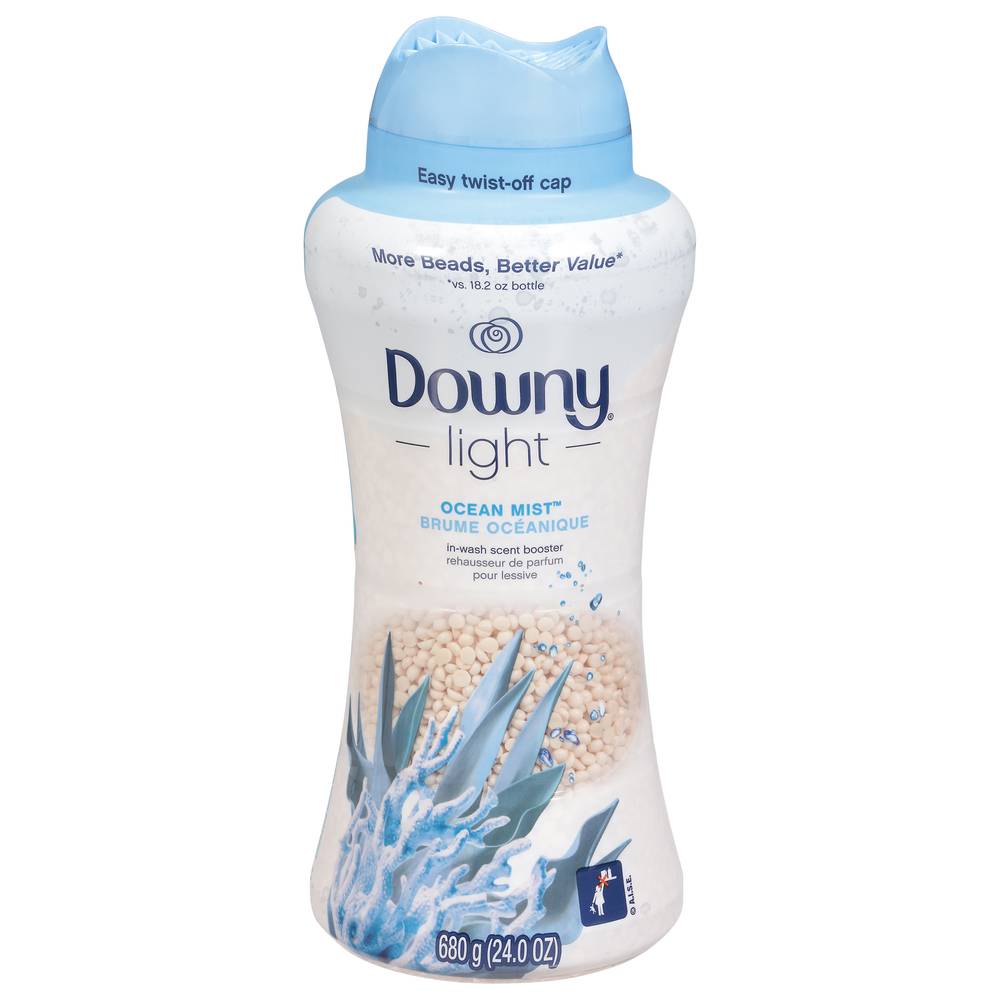 Downy Light Laundry Scent Booster Beads For Washer, Ocean Mist, With No Heavy Perfumes (24 oz)