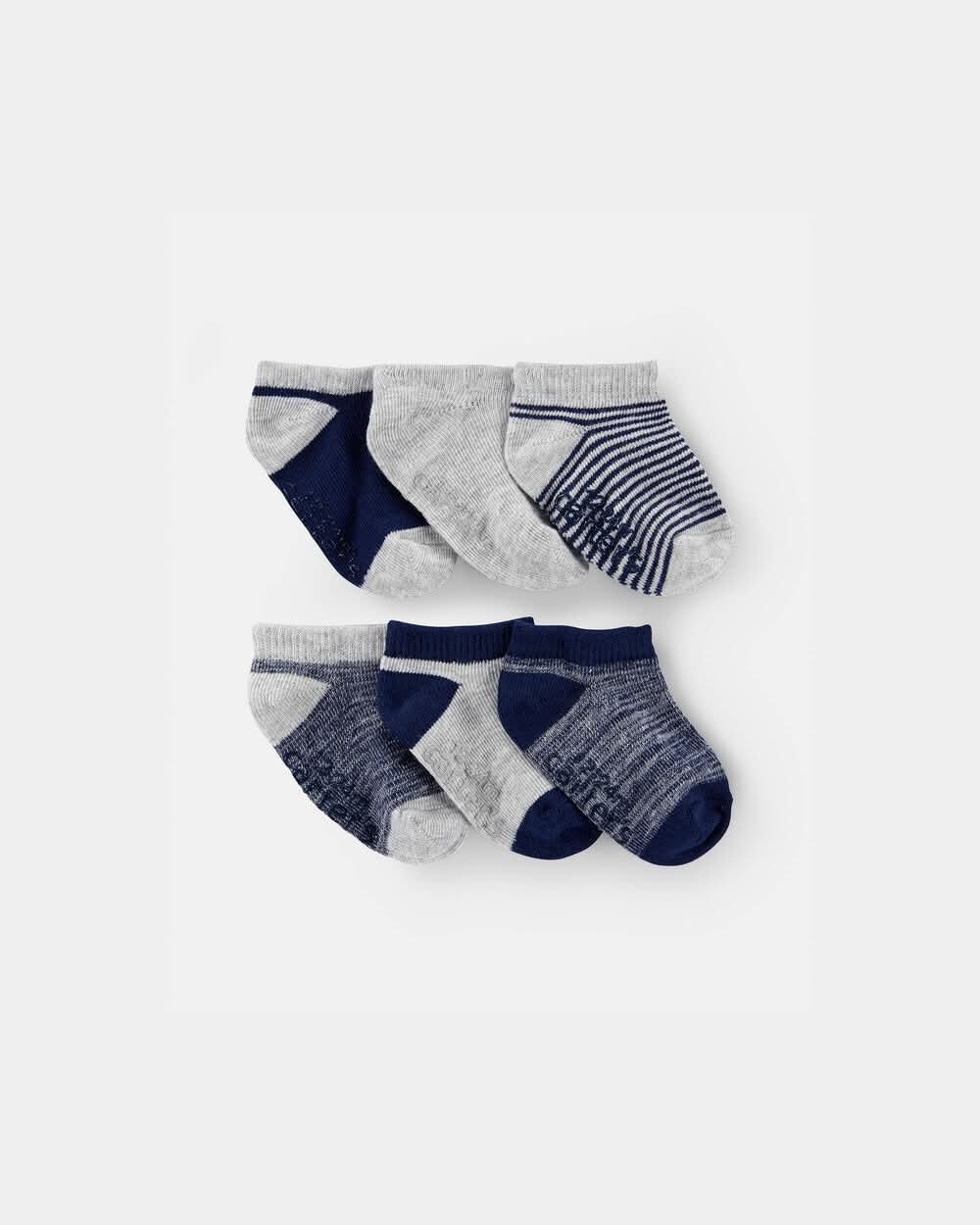 Toddler Boy 6-Pack No Show Socks - Grey/Navy - 2T-4T