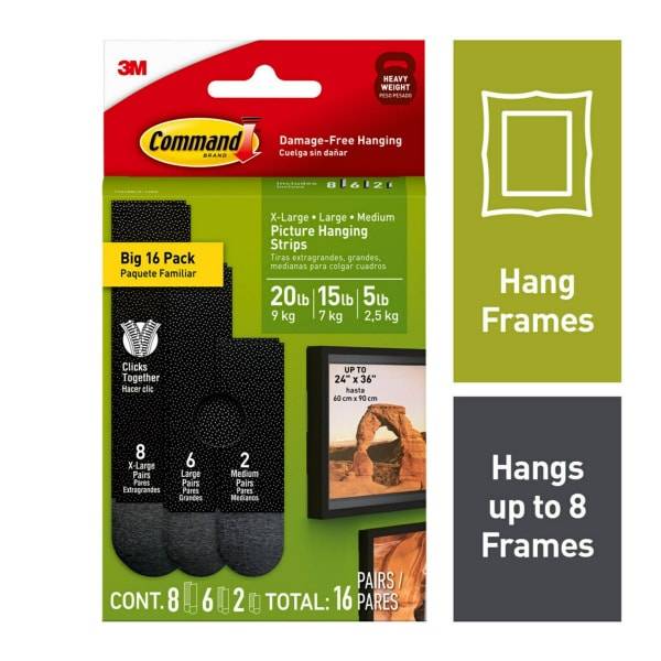 Command Black Picture Hanging Strips Mixed pack