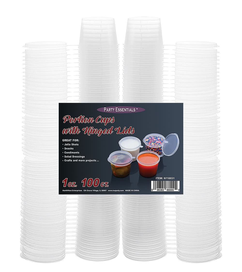 Party Essentials Portion Cups With 1 oz Hinged Lids (100 ct)
