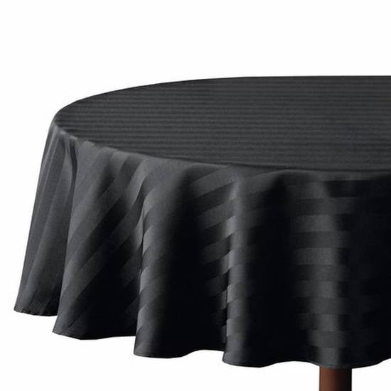 Hometrends Round Microfiber Stripe Tablecloth Black (1 unit)