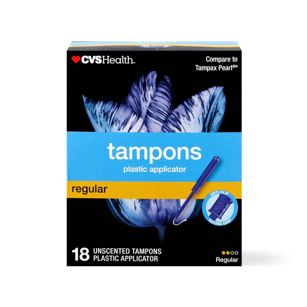 CVS Health Plastic Tampons, Regular, 18 CT