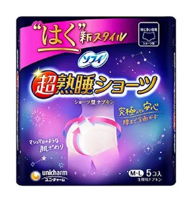 ソフィ 超熟睡ショーツ 特に多い夜用 生理用ナプキン - Female, M-L (5 入)