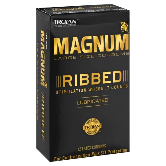 Magnum Ribbed Lubricated Latex Condoms (12 ct)