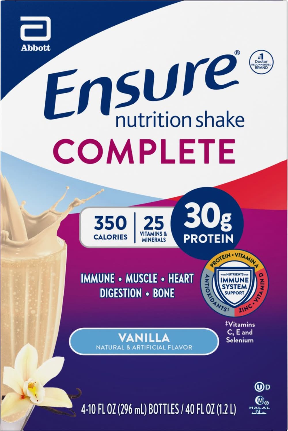 Ensure Complete Nutrition Shake, Vanilla (4 x 10 fl oz)