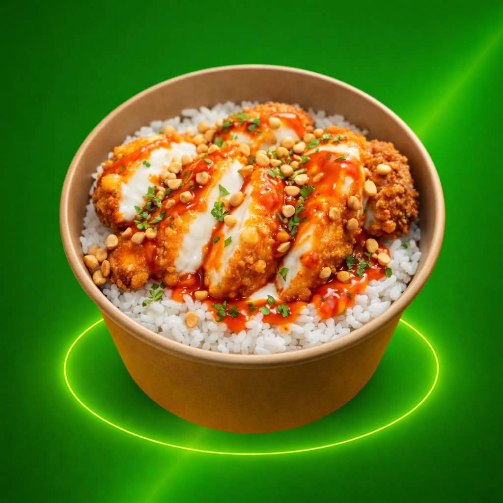 CROUSTY POULET MAROILLES SAUCE ALGERIENNE RIZ BLANC