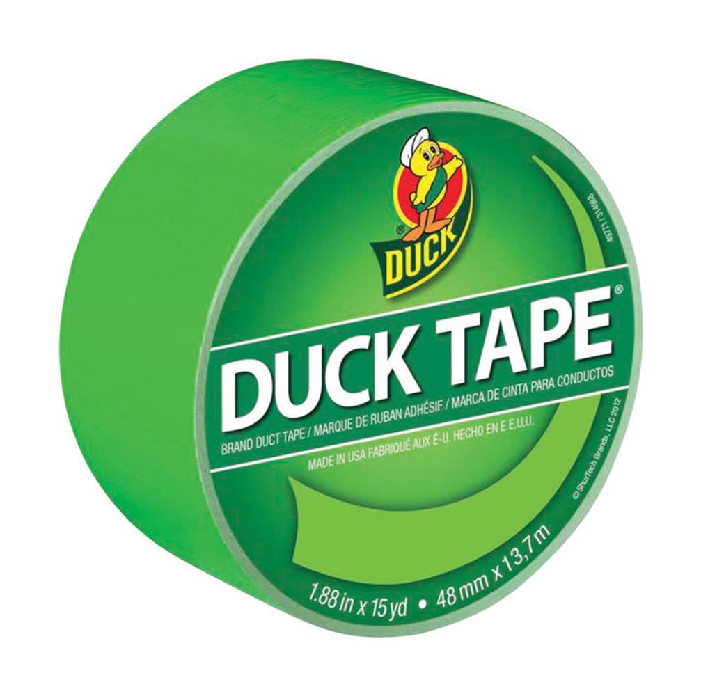 Duck 1.88 In. W X 15 Yd L Neon Green Solid Duct Tape
