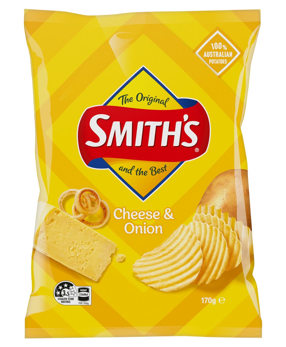 Smith's Crinkle Cut Potato Chips, Cheese & Onion (170g)