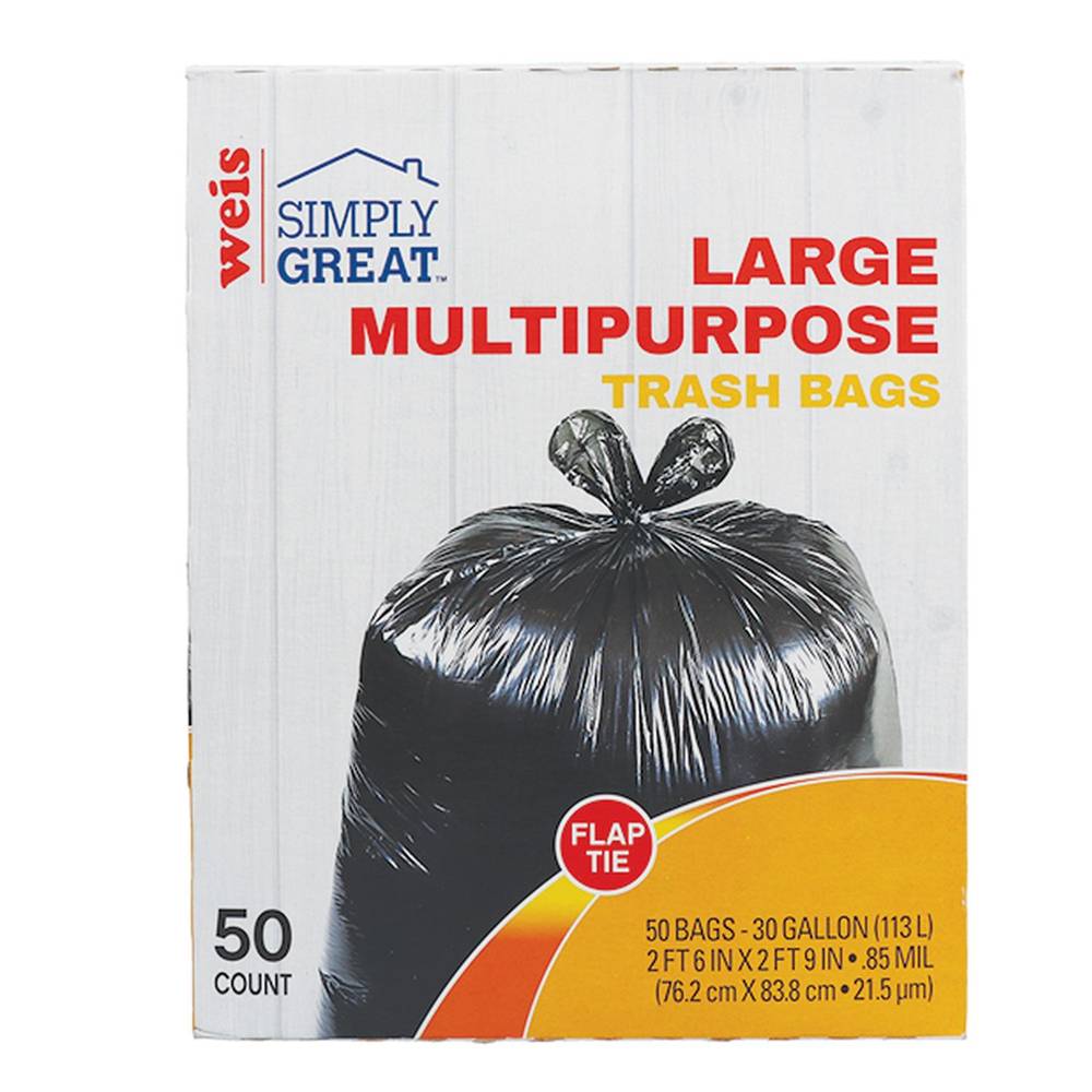 Weis Simply Great Multipurpose Trash Bags With Flap Tie, Large (50 ct)