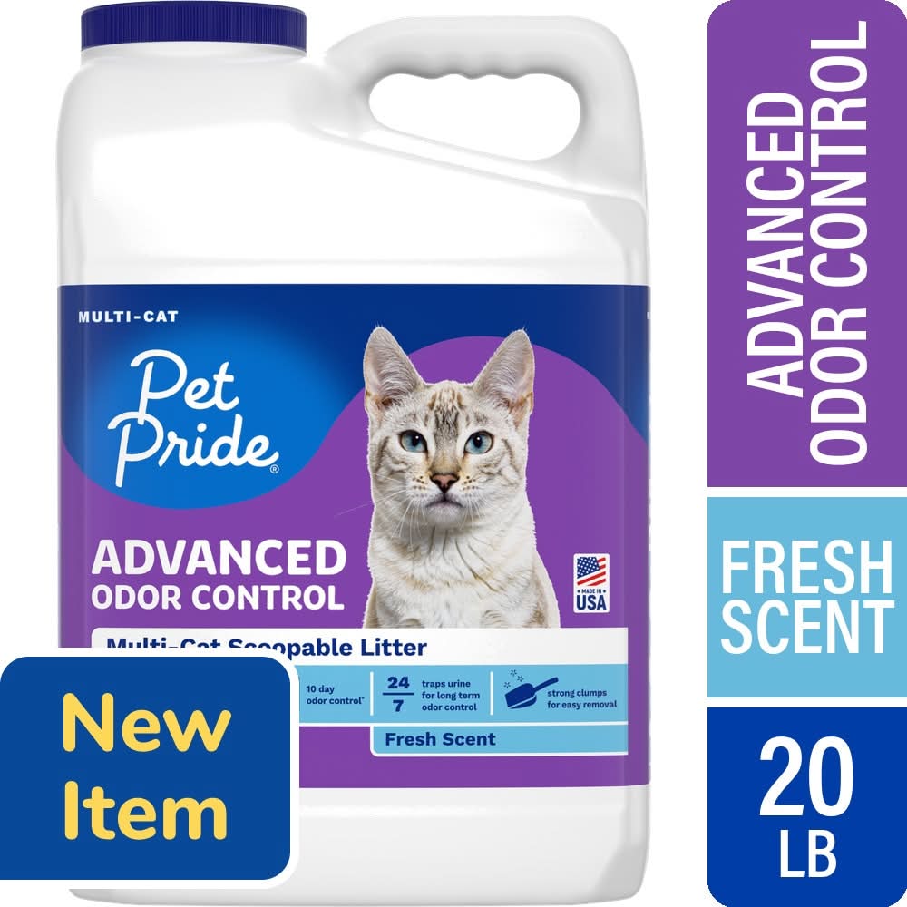 Pet Pride Advanced Odor Control Multi-Cat Scoopable Litter, Fresh (20 lbs)