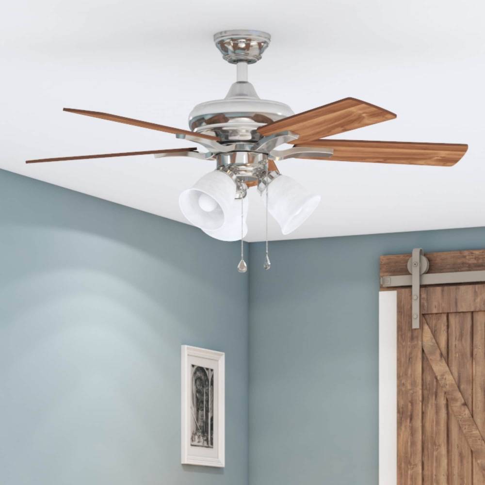 Harbor Breeze Lansing 42-in Brushed Nickel with Sable/Honey Blades LED Indoor Ceiling Fan with Light (5-Blade) | 42078