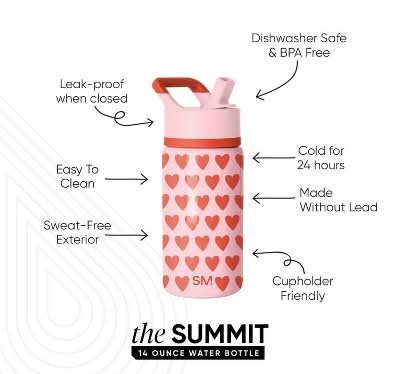 Simple Modern Summit Sweetheart Water Bottle 14 oz, Light Pink