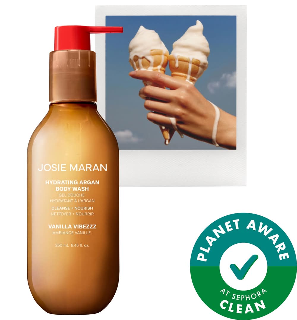 Josie Maran Vanilla Vibezzz - Hydrating + Cleansing Argan Refillable Body Wash 8.45 oz/250 mL