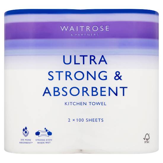 Waitrose Ultra Strong & Absorbent Kitchen Towel Rolls (2 pack)