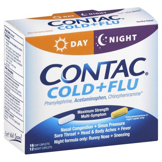 Contac Day & Night Multi-Symptom Cold + Flu Caplets Maximum Strength (28 ct)