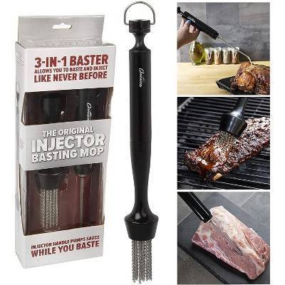 Camerons 3-in-1 Injector Basting Mop - Includes Chain Mop  Meat Marinator  and Barbecue Baster - BBQ Grill or Kitchen Use