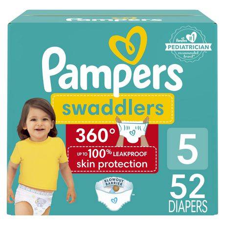 Pampers Swaddlers Pull on Diapers Leakproof Skin Protection and Easy Changes, 5 (52 pack)