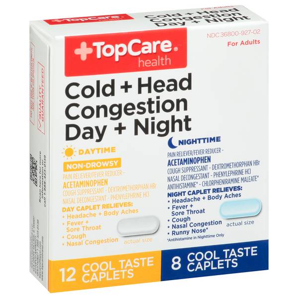 TopCare Daytime/Nighttime Cold Head Congestion Cool Taste Caplets