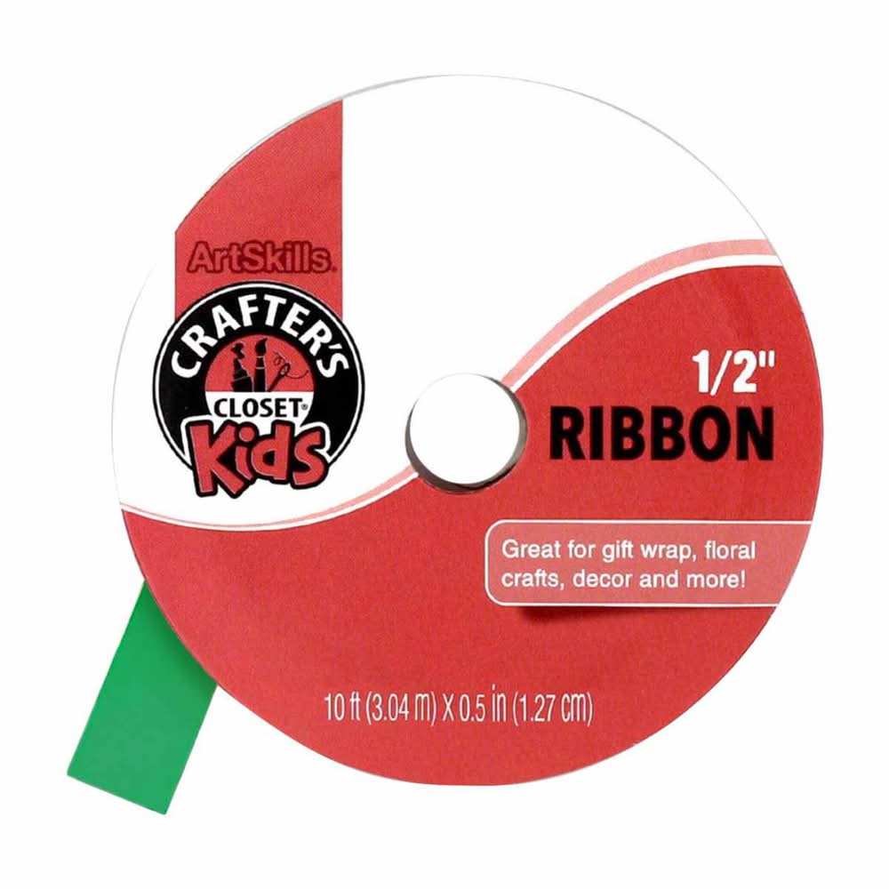 Crafter's Closet Kids Ribbon, 10ft x 0.5in, Green