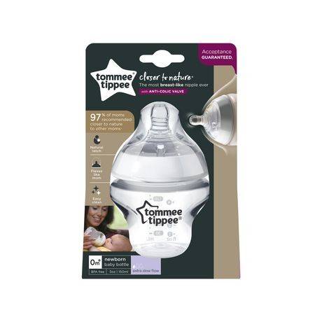 Tommee Tippee Closer To Nature Baby Bottle, 5oz (award-winning nipple, 1ct)