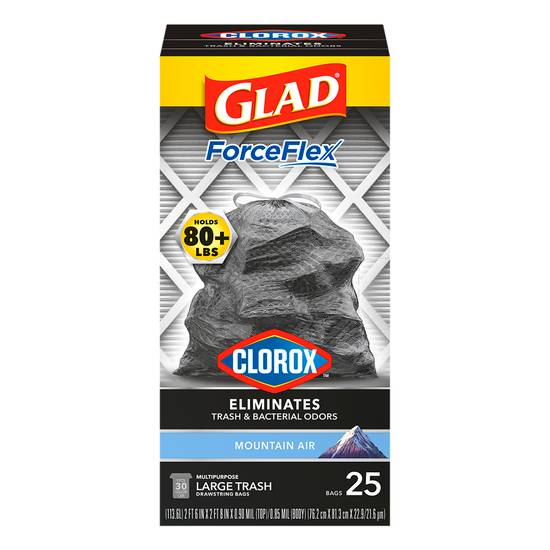 Glad 30 Gallon Forceflex Mountain Air Scent Large Trash Bags (25 bags)