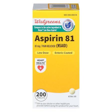 Walgreens Aspirin Low Dose 81 mg Enteric Coated Tablets (200 ct)
