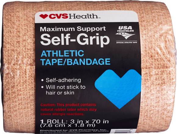 CVS Health Maximum Support Self Grip Athletic Bandage, 3in. x 70in., Beige