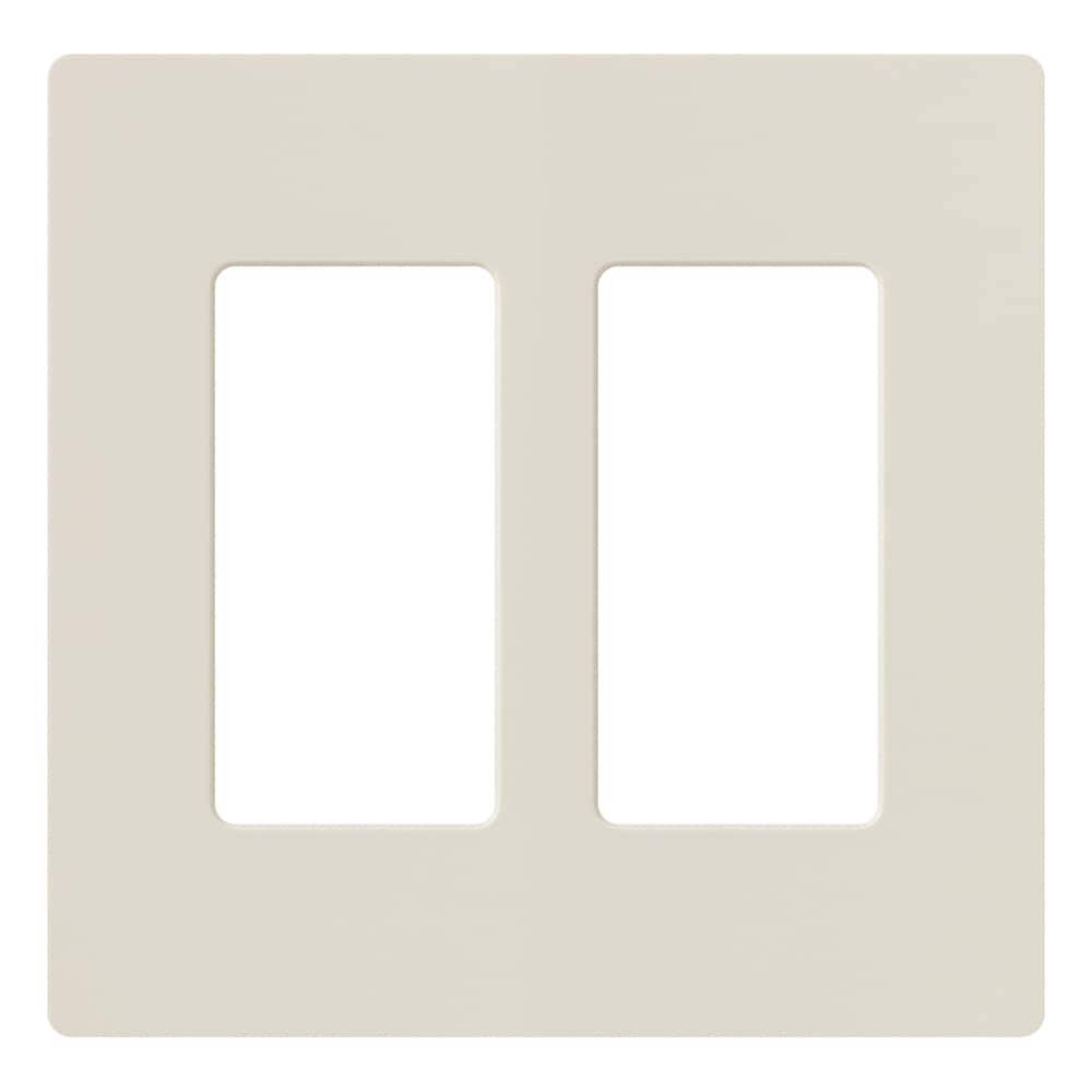 Lutron Claro 2-Gang Standard Size Light Almond Plastic Indoor Screwless Decorator Wall Plate | CW-2B-LA