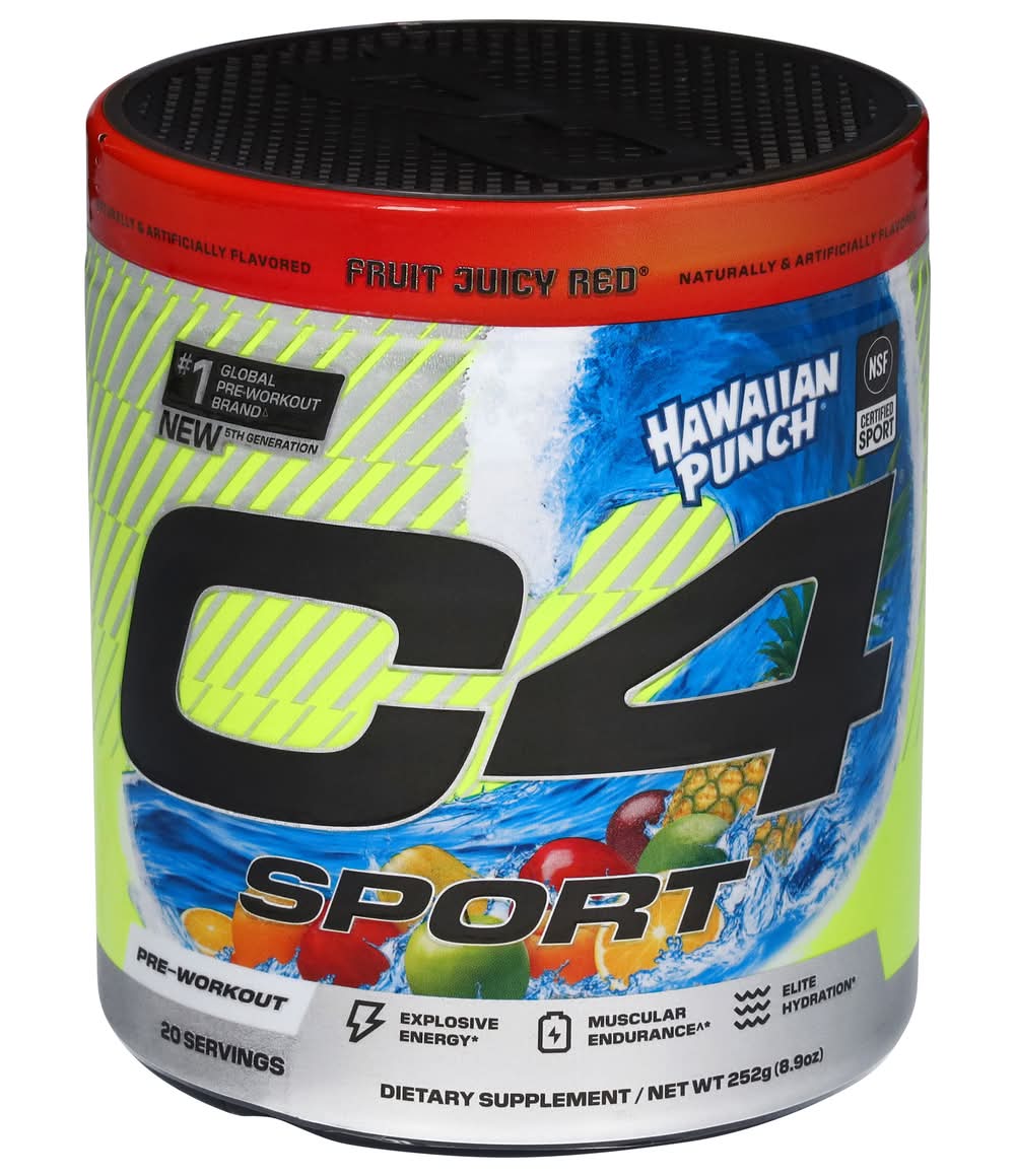 C4 Sport Pre Workout Dietary Supplement Powder, Hawaiian Punch (8.9 oz)