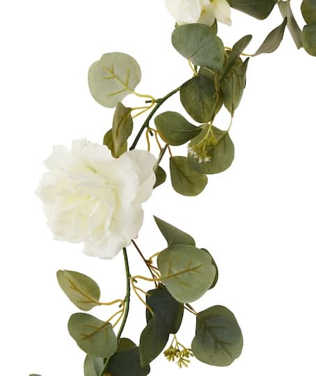 Ashland Rose and Eucalyptus Garland, 6 ft, Green-White