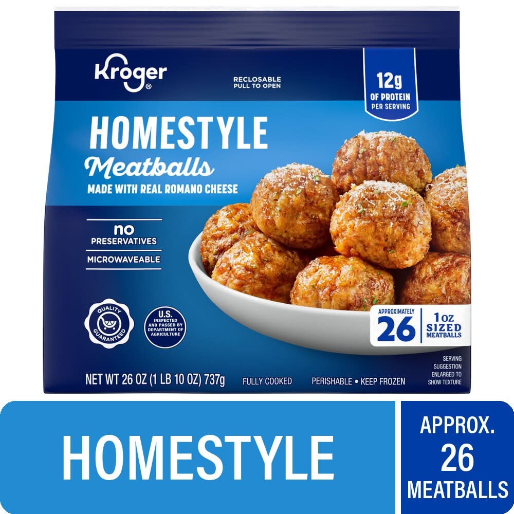 Kroger Fully Cooked Home Style Meat Balls, Romano Cheese (26 oz, 26 ct)