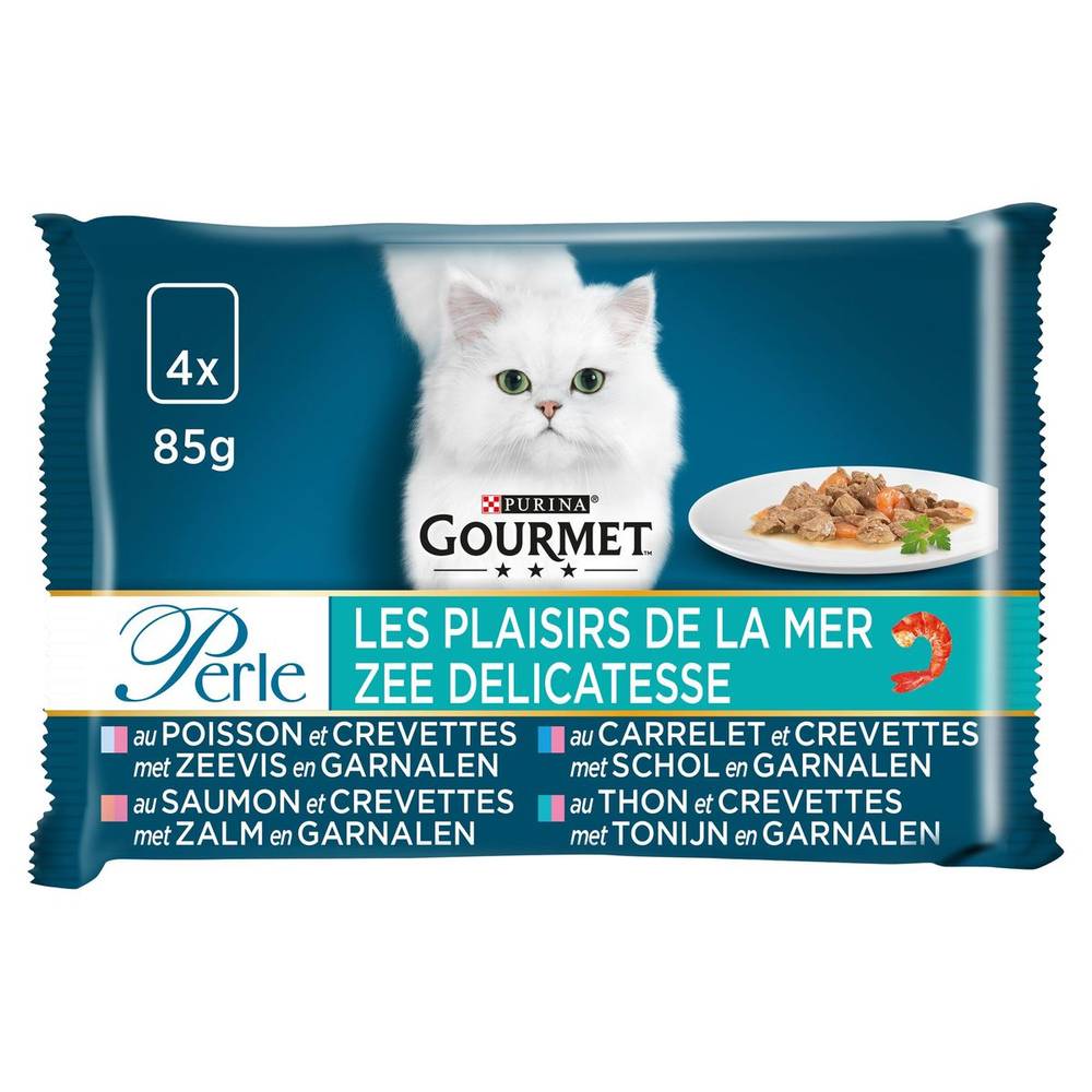 Gourmet Perle Aliment Chat Plaisirs de la Mer en Sauce 4x85g