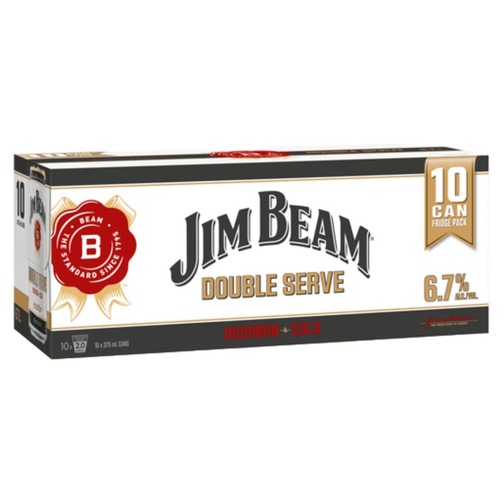 Jim Beam White Double Serve 6.7% Can 375ml  X 10 Pack