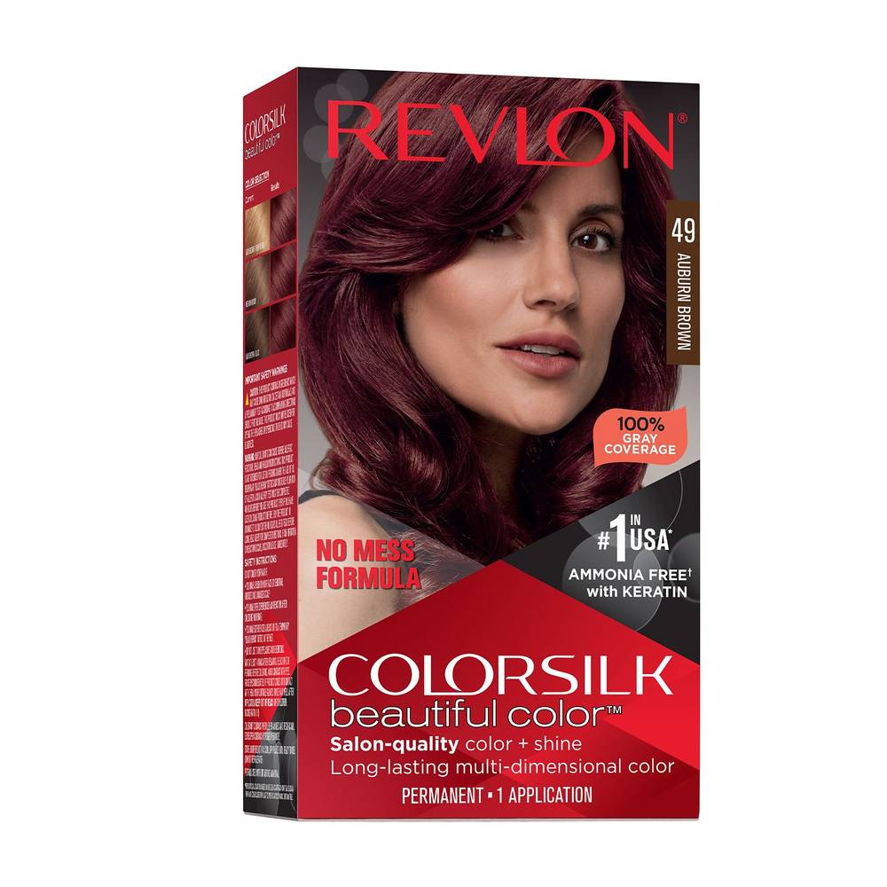 Revlon Colorsilk Beautiful Color Permanent Hair Color, 049 Auburn Brown