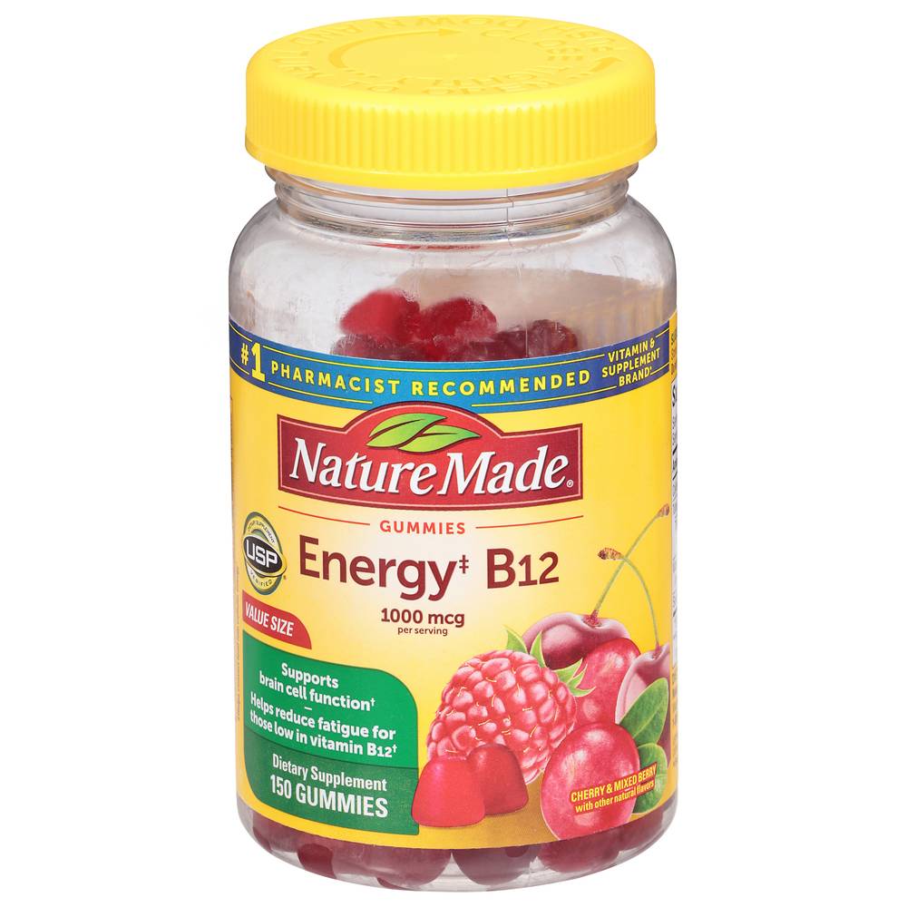 Nature Made Energy B12 Gummies 1000 Mcg Cherry & Mixed Berry (150 ct)