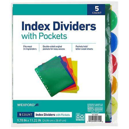 Wexford Index Dividers With Pockets (5 ct)(9.78" x 11.22")