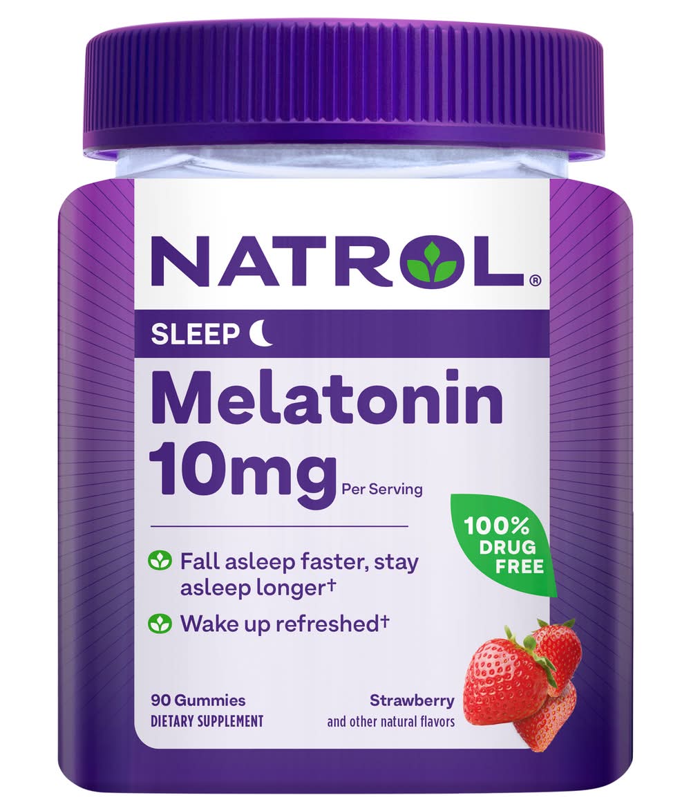 Natrol Melatonin Dietary Supplement Gummies 10 mg, Strawberry (90 ct)