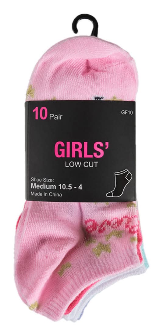 Girls' Low Cut Unicorn Socks Medium 10 Ct Assorted Patterns