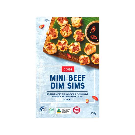 Coles Frozen Mini Beef Dim Sims 15 Pack 250g
