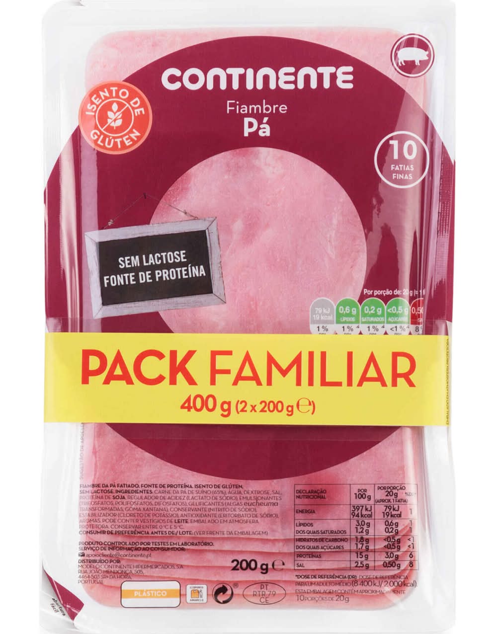 Fiambre da Pá Fatiado Continente (2 un x 200 gr (400 gr))
