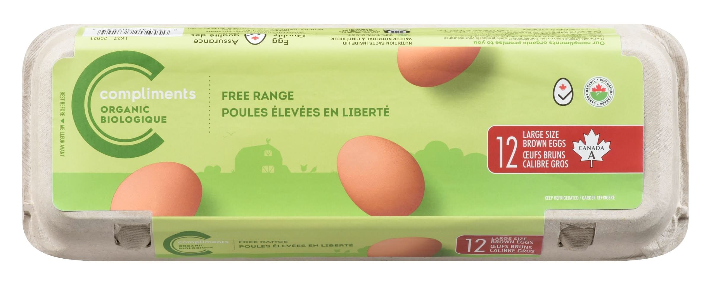 Compliments Organic Brown Eggs, L (12 ct)