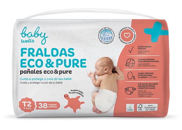 Fraldas Eco e Pure T2 3-6KG