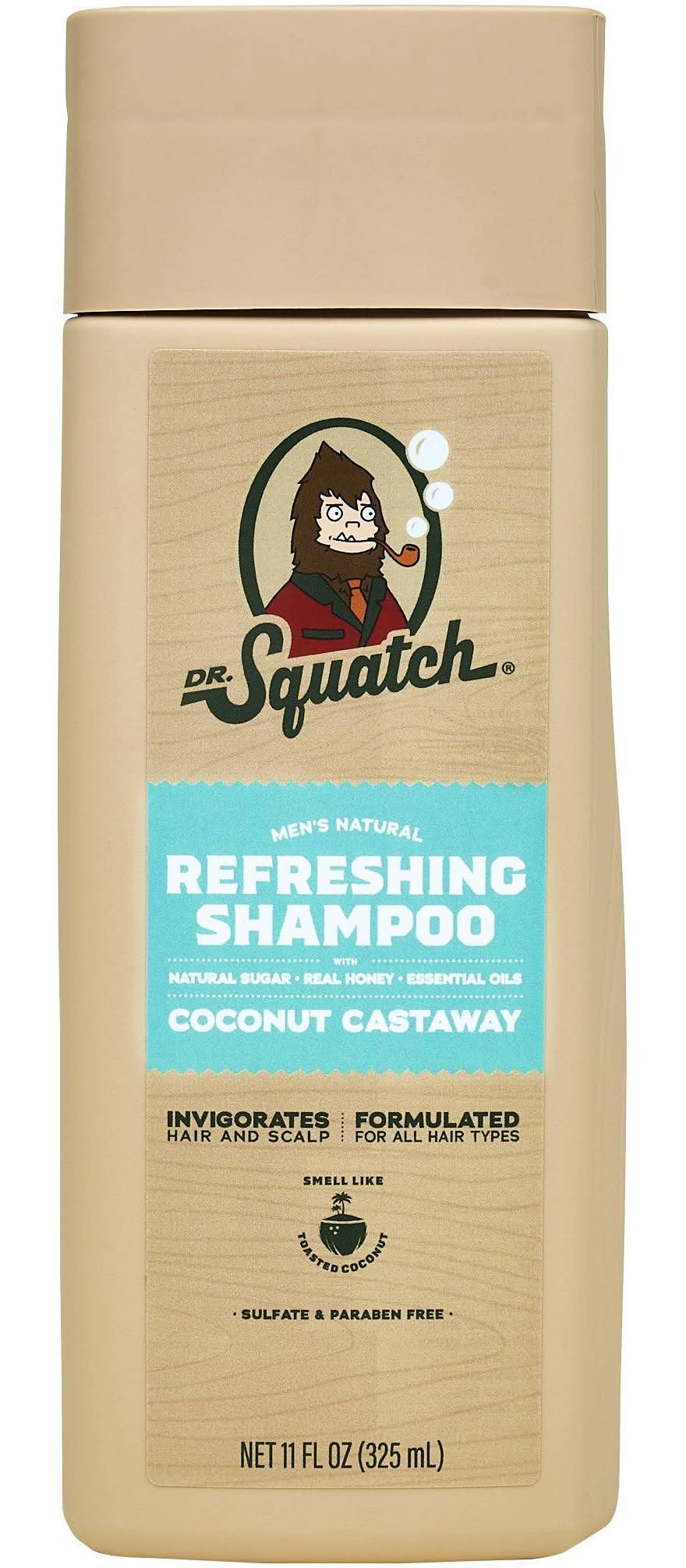 Dr. Squatch Men's Natural Refreshing Shampoo, Coconut Castaway, Men (11 fl oz)