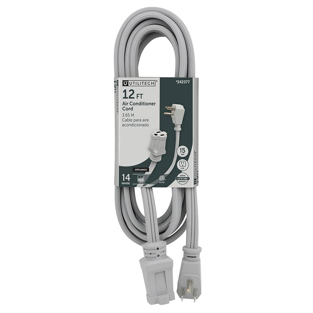 Utilitech Appliance cord 12-ft 15-Amp 3-Prong Gray Air Conditioner Appliance Power Cord | UT680512