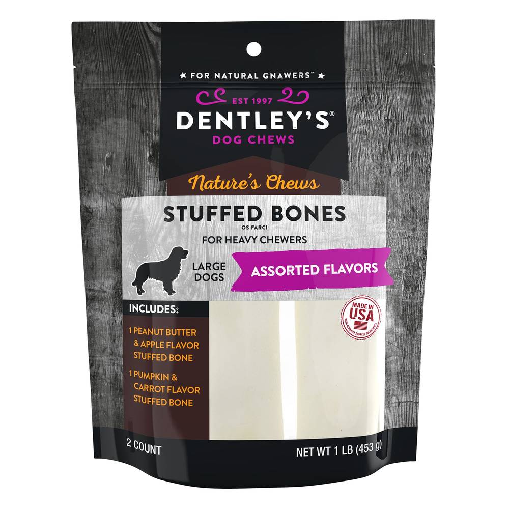 Dentley's® Nature's Chews Large Filled Femur Bone Dog Chew - 2 Count (Flavor: Assorted, Size: 2 Count)